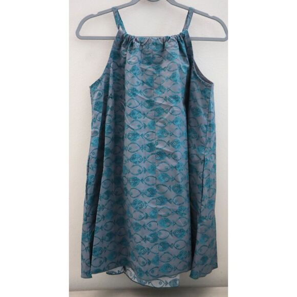 BDG x Urban Outfitters Sz Sm. Blue Eva Tie-Front Ruched Strap Trapeze Mini Dress - Picture 2 of 11